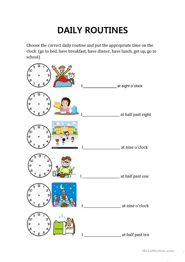 Daily Routines And Hours Worksheet - Free Esl Printable Worksheets | Daily Routines Printable Worksheets