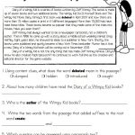 Diary Of A Wimpy Kid Reading Passage Freebie | Diary Of Wimpy Kid | Diary Of A Wimpy Kid Printable Worksheets