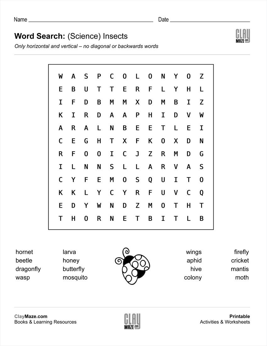 Download Our Free Word Search Puzzle - All About Insects | Butterfly Word Search Printable Worksheets