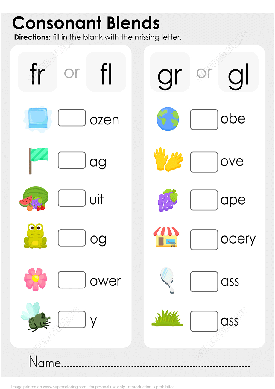 Free Printable Consonant Blends Worksheets Printable Worksheets