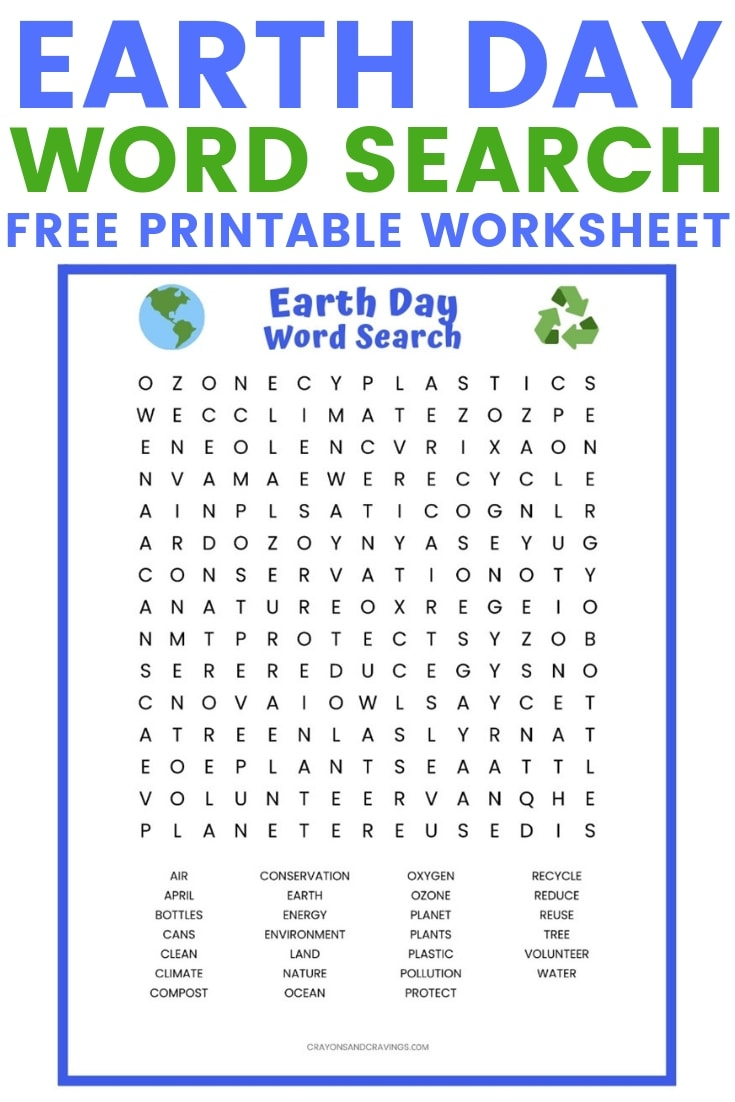 Earth Day Word Search Free Printable Worksheet | Earth Printable Worksheets