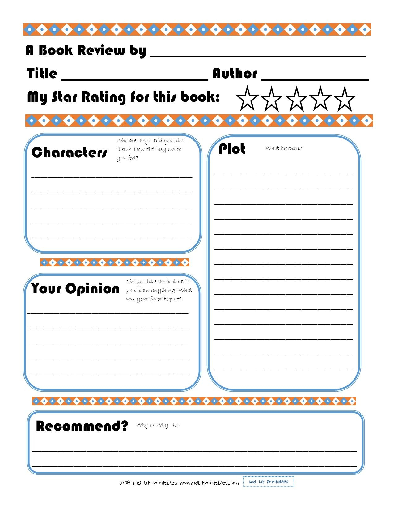 Elementary Book Report Template On Book Report Worksheet Printable | Printable Book Report Worksheets