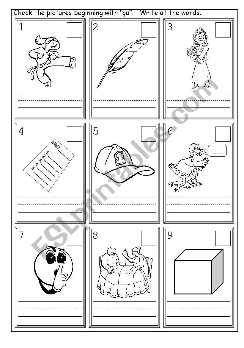 English Worksheets: Phonics Qu | Qu Worksheets Printable