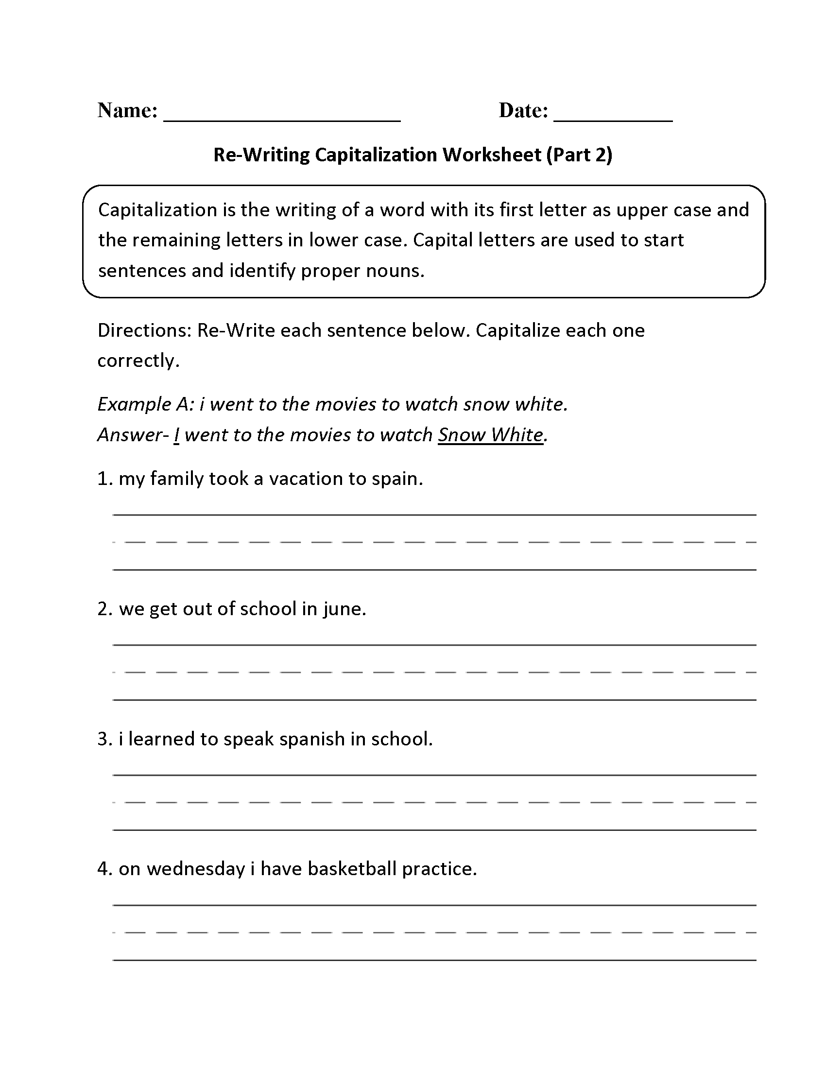 Englishlinx | Capitalization Worksheets - Free Printable Worksheets | Free Printable Worksheets For Punctuation And Capitalization