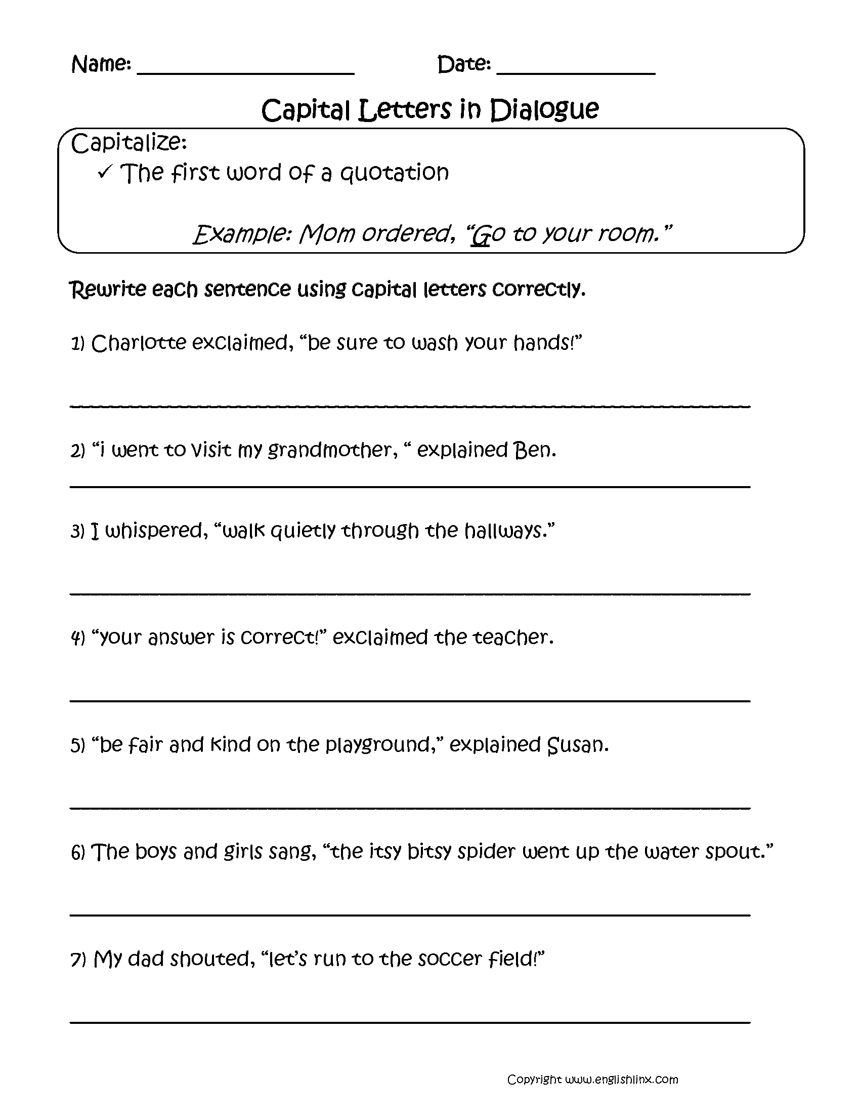 Capital Letter Worksheet Pdf