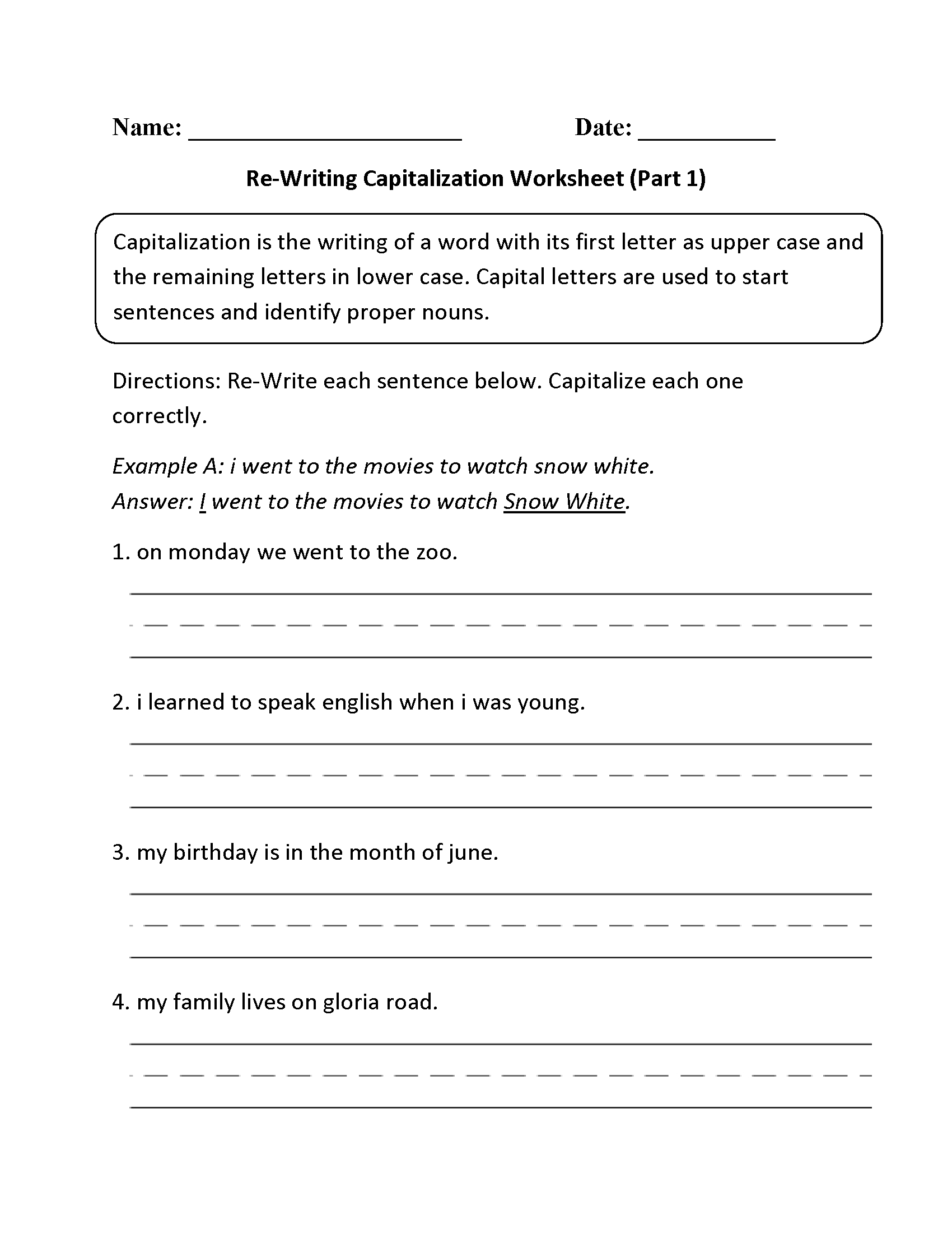 Englishlinx | Capitalization Worksheets | Printable Capitalization Worksheets 4Th Grade