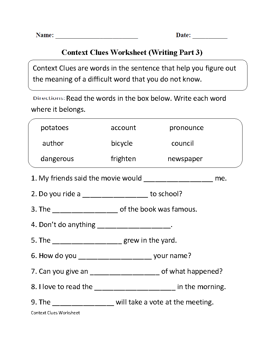 Englishlinx | Context Clues Worksheets | 1St Grade Vocabulary Worksheets Printable