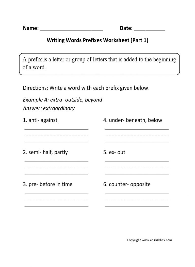 Englishlinx Prefixes Worksheets 4Th Grade Printable Worksheets