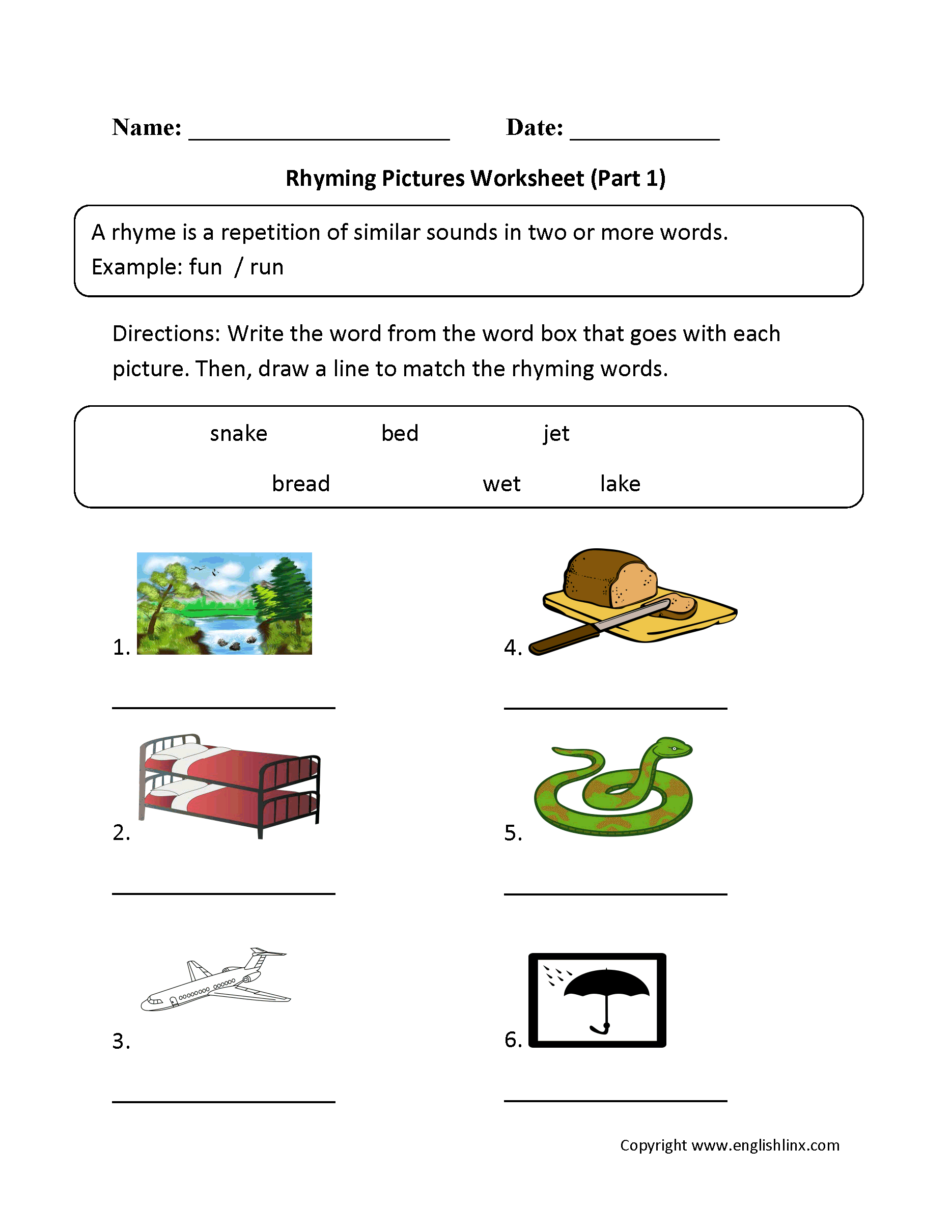 Englishlinx | Rhyming Worksheets | Free Printable Rhyming Words Worksheets