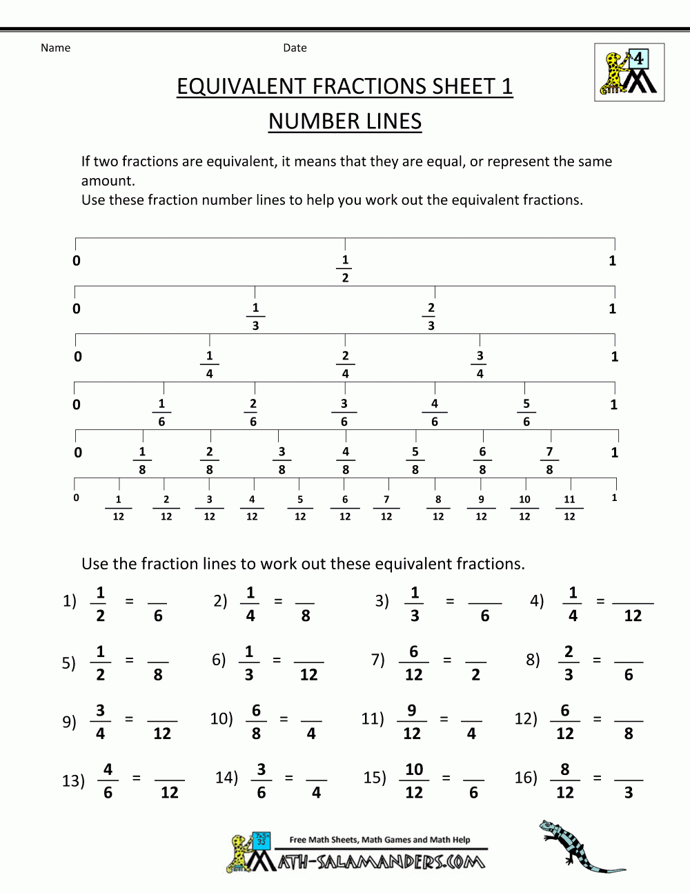 Equivalent Fractions Worksheet | Free Printable 4Th Grade Math Fraction Worksheets