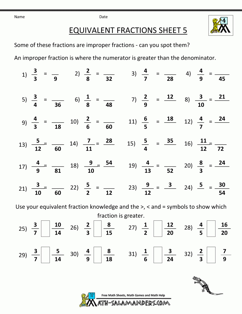 Math Worksheets For 5Th Grade Fractions Printable Printable Worksheets