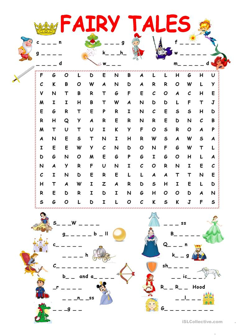 Fairy Tales.wordsearch Worksheet - Free Esl Printable Worksheets | Fairy Tales Printable Worksheets