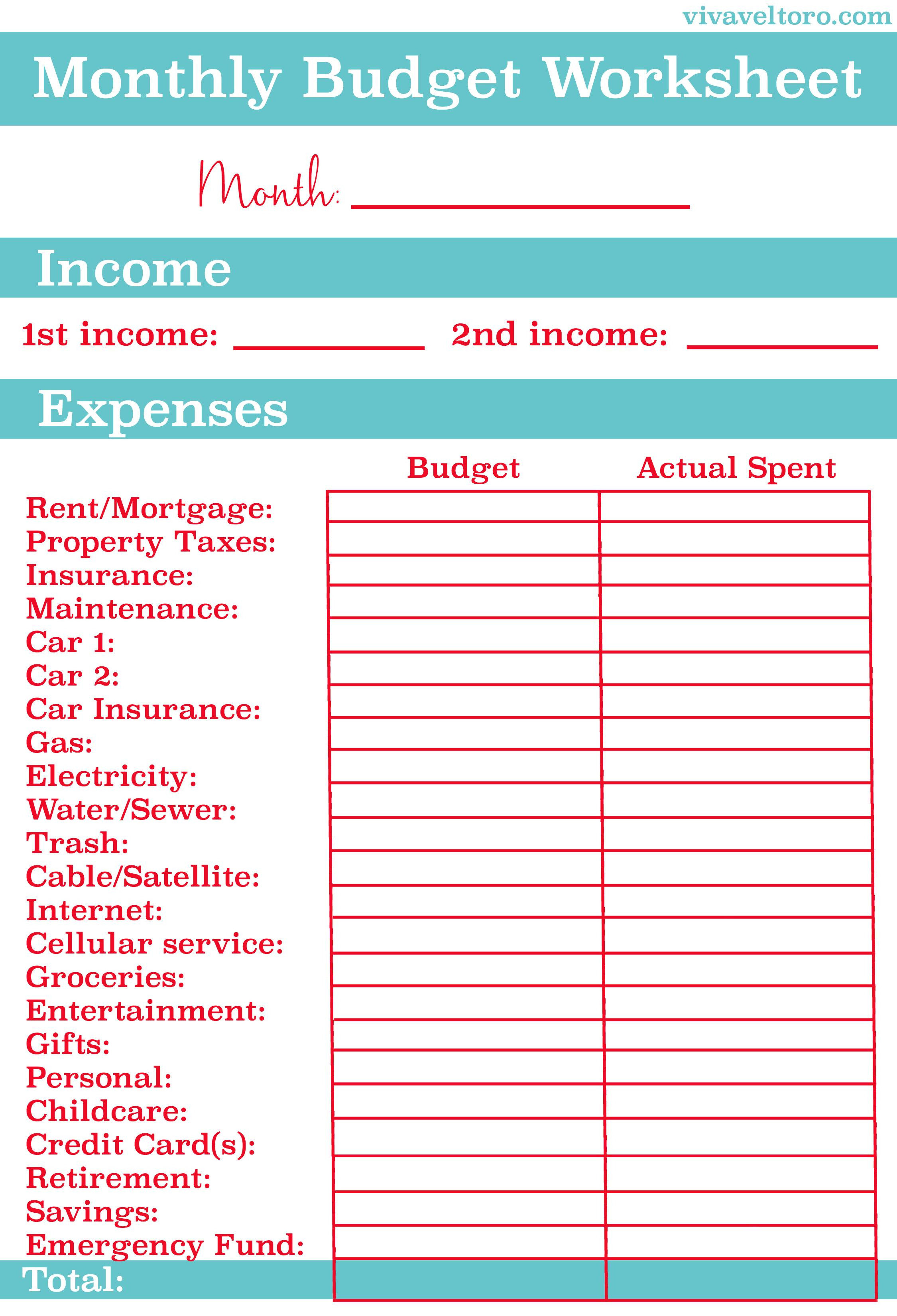 Family Budget Template Ideas Simple Monthly Printable Bud Personal | Simple Budget Worksheet Printable