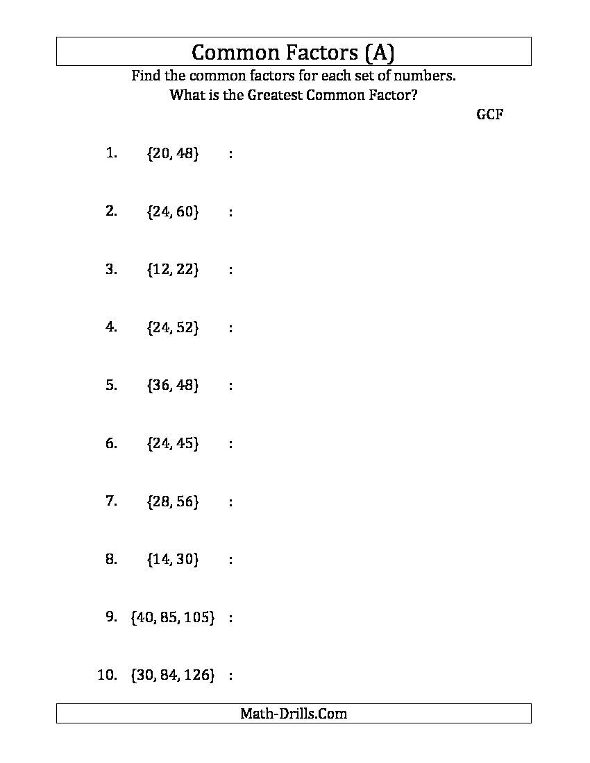 Find The Greatest Common Factor | 6Th Grade | Greatest Common | Free Printable Greatest Common Factor Worksheets