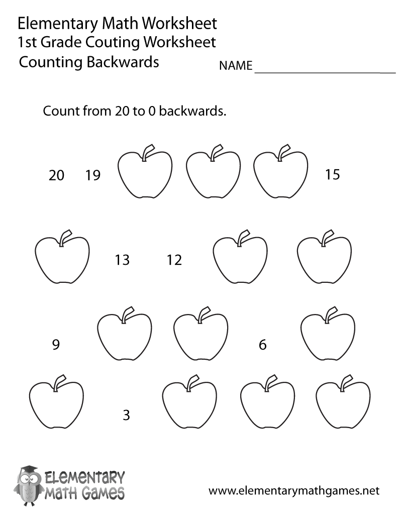 First Grade Counting Backwards Worksheet Printable | Math | 1St | First Grade Printable Worksheets