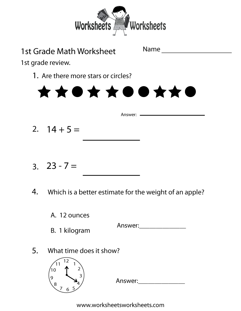 First Grade Math Practice Worksheet Printable | Children's Books | Printable Children's Math Worksheets