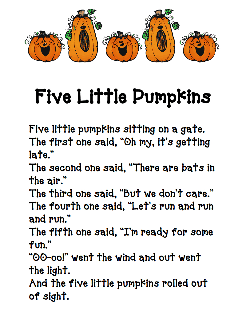 Free Printable 5 Little Pumpkins Poem