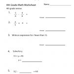 Fourth Grade Math Practice Worksheet   Free Printable Educational | 4Th Grade Printable Worksheets Language Arts