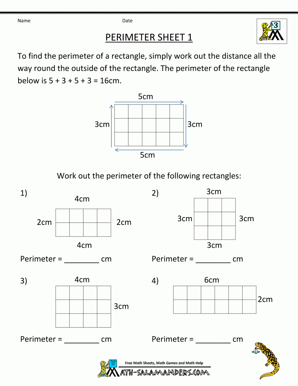 Free 3Rd Grade Math Worksheets Perimeter 1 | Geometry-Perimeter And | Free Printable Perimeter Worksheets 3Rd Grade
