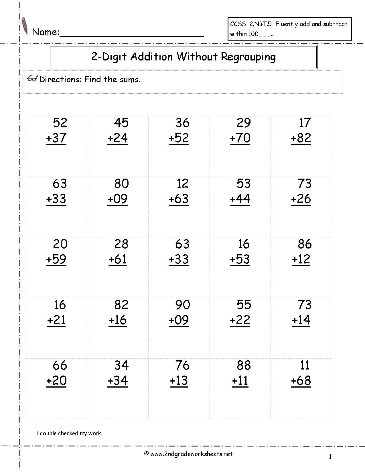 Free Printable Two Digit Addition Worksheets Printable Worksheets
