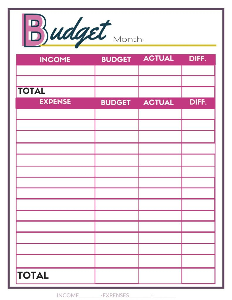 Free Budget Worksheets - Single Moms Income | Blank Budget Worksheet Printable