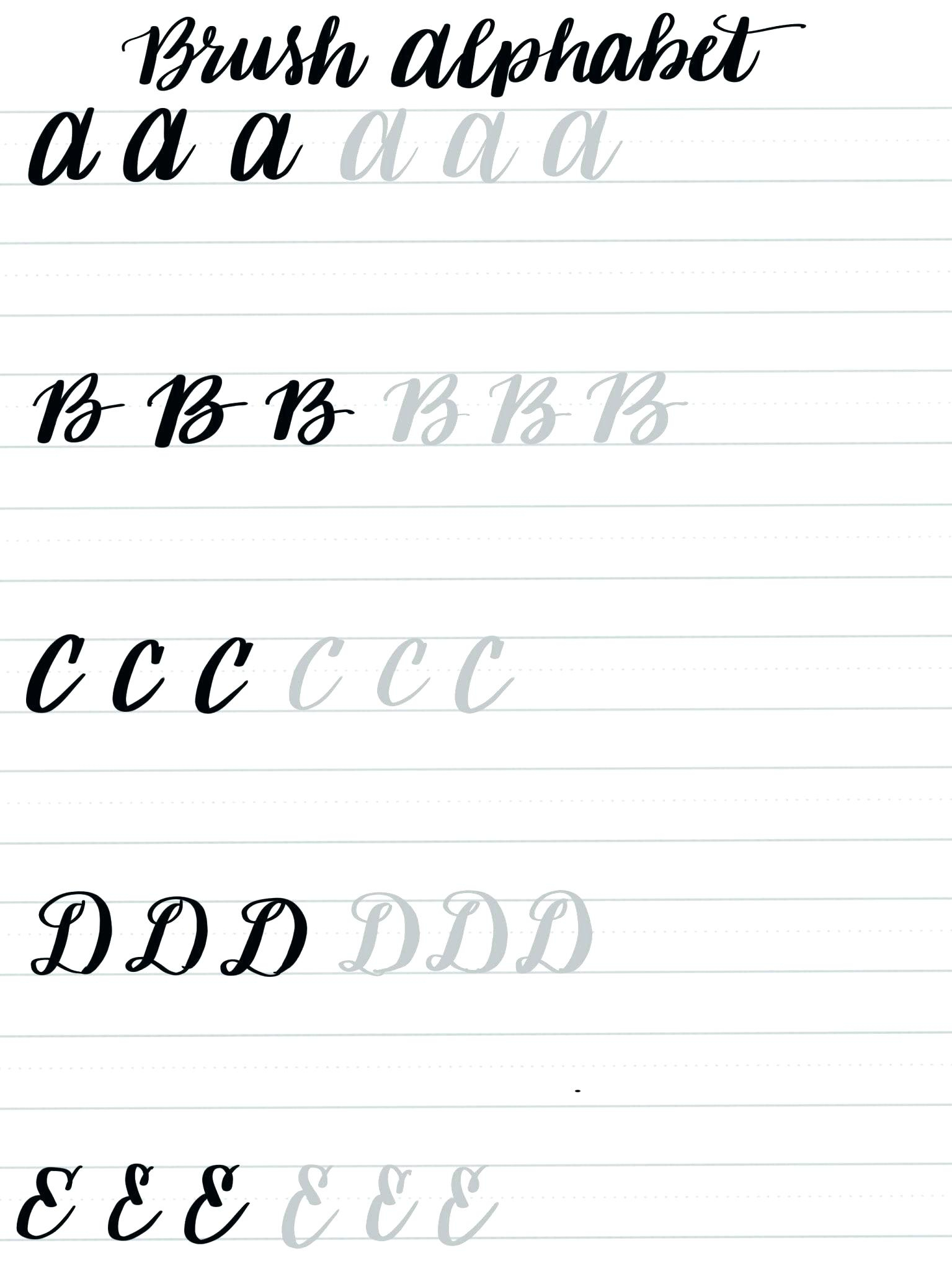 Brush Lettering Alphabet Printable Practice Sheets Hand Lettering