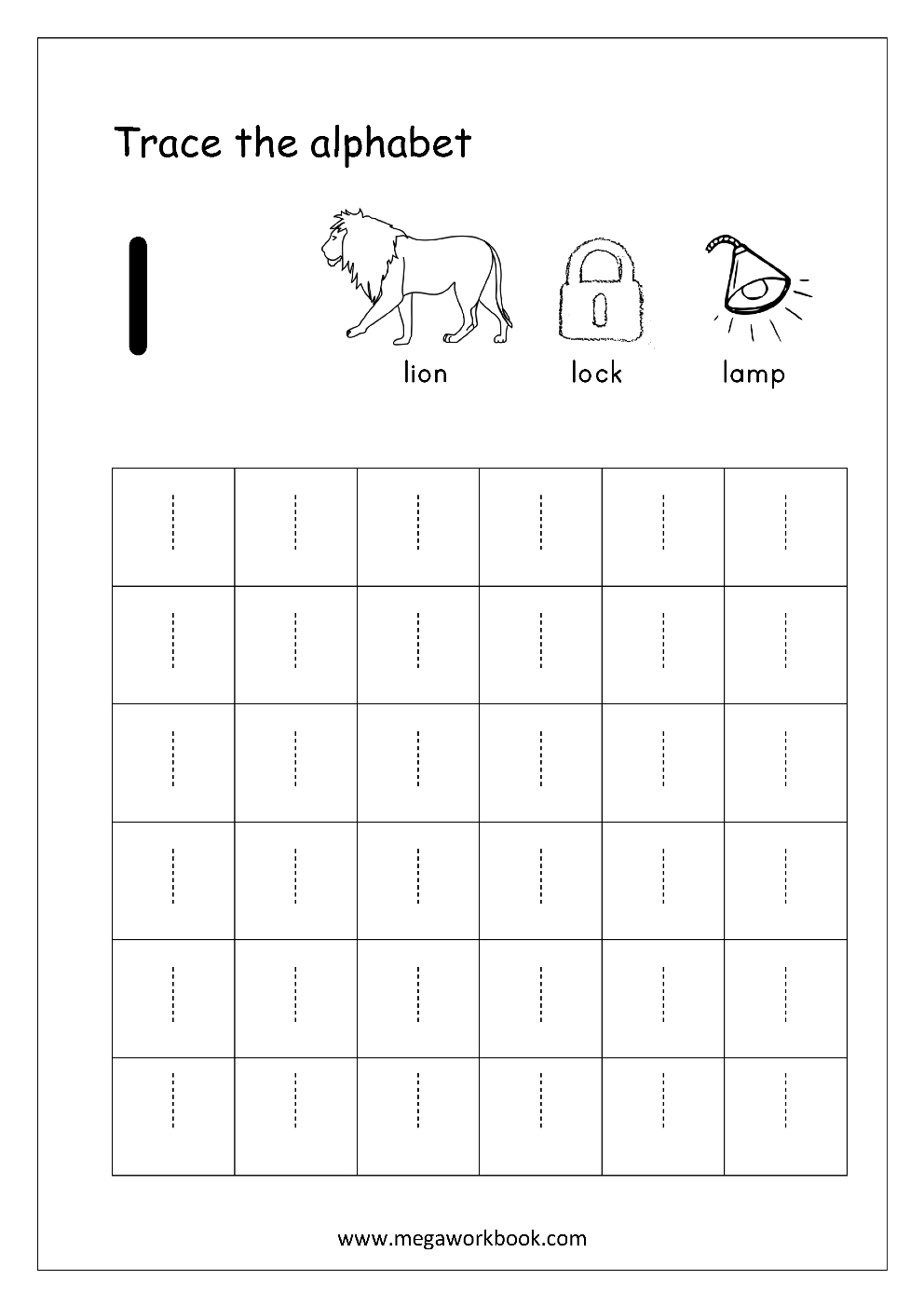 Free English Worksheets - Alphabet Tracing (Small Letters) - Letter | Free Printable Letter L Tracing Worksheets