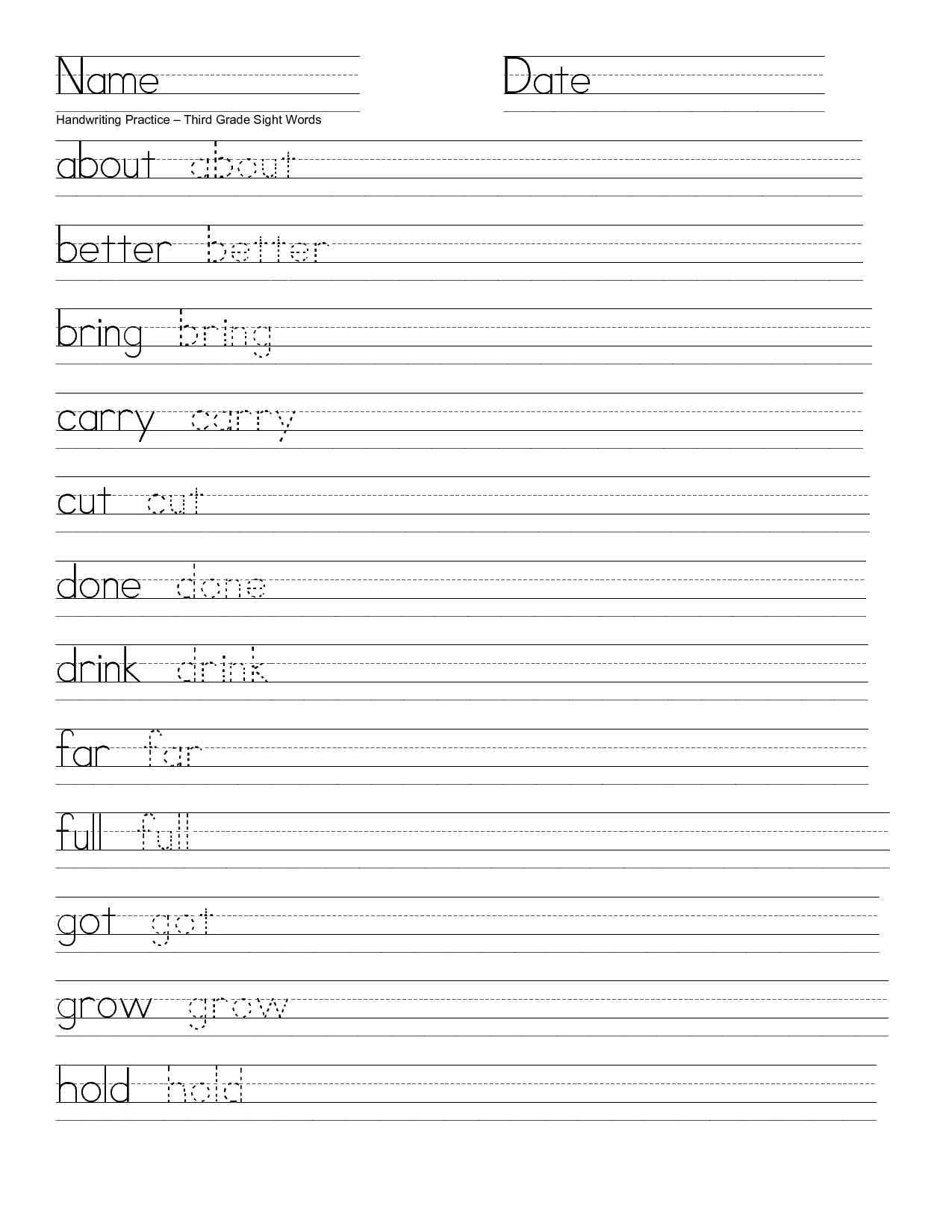 Free Printable Handwriting Worksheets For First Grade Printable 