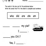 Free Kindergarten English Worksheet Printable | Children Education | English Worksheets Printables