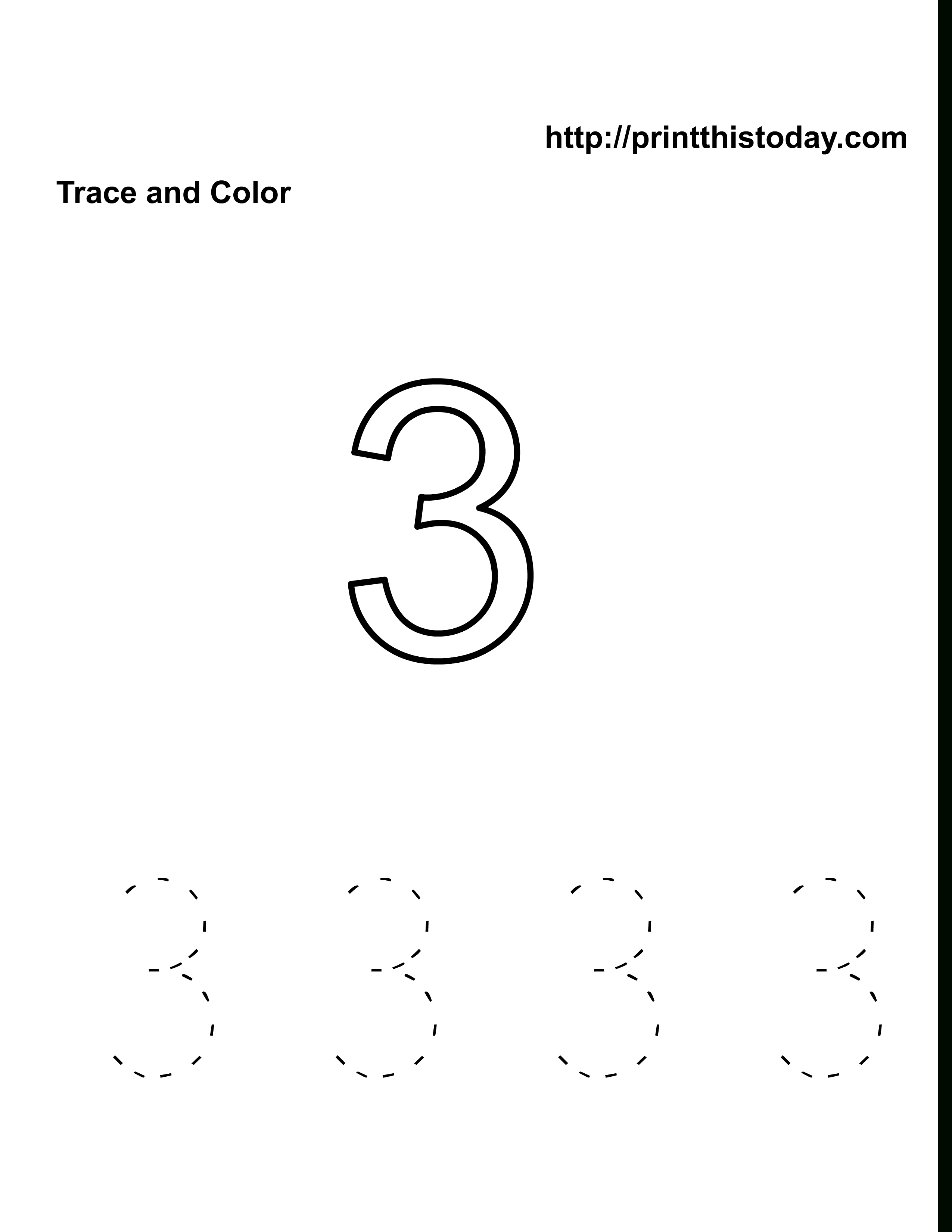 Free Kindergarten Math Worksheets (Number Three, 3) | Free Printable Number 3 Worksheets