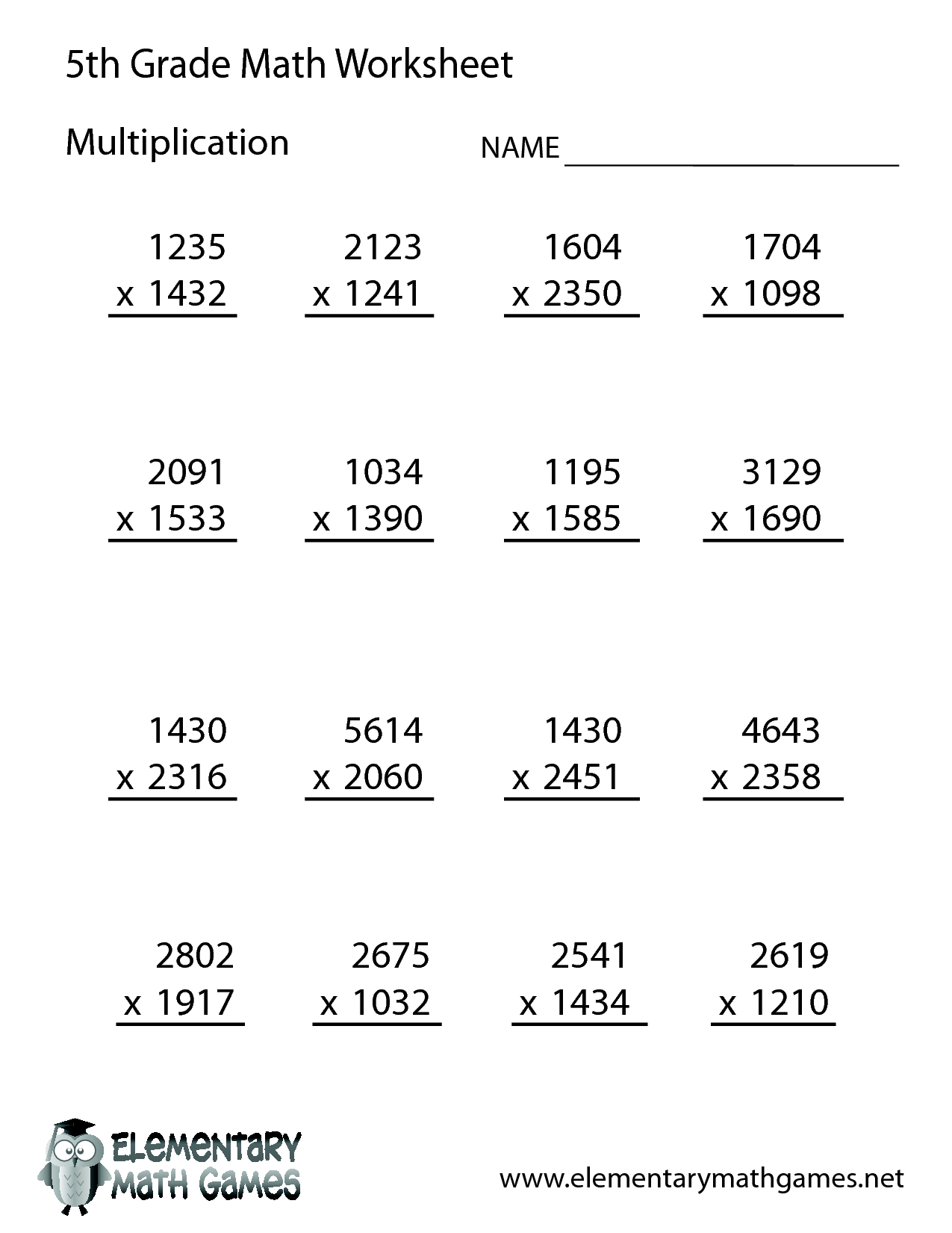 Printable Multiplication Sheets 5Th Grade Printable 5Th Grade Math