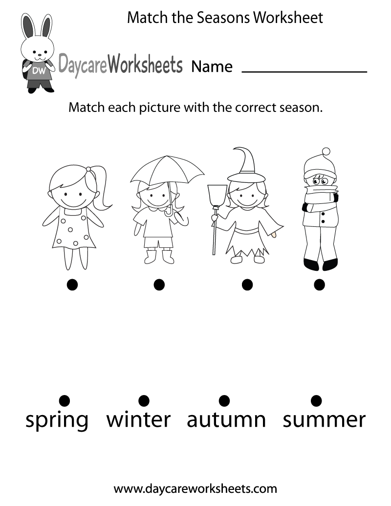 Free Preschool Match The Seasons Worksheet - Free Printable Seasons | Free Printable Seasons Worksheets