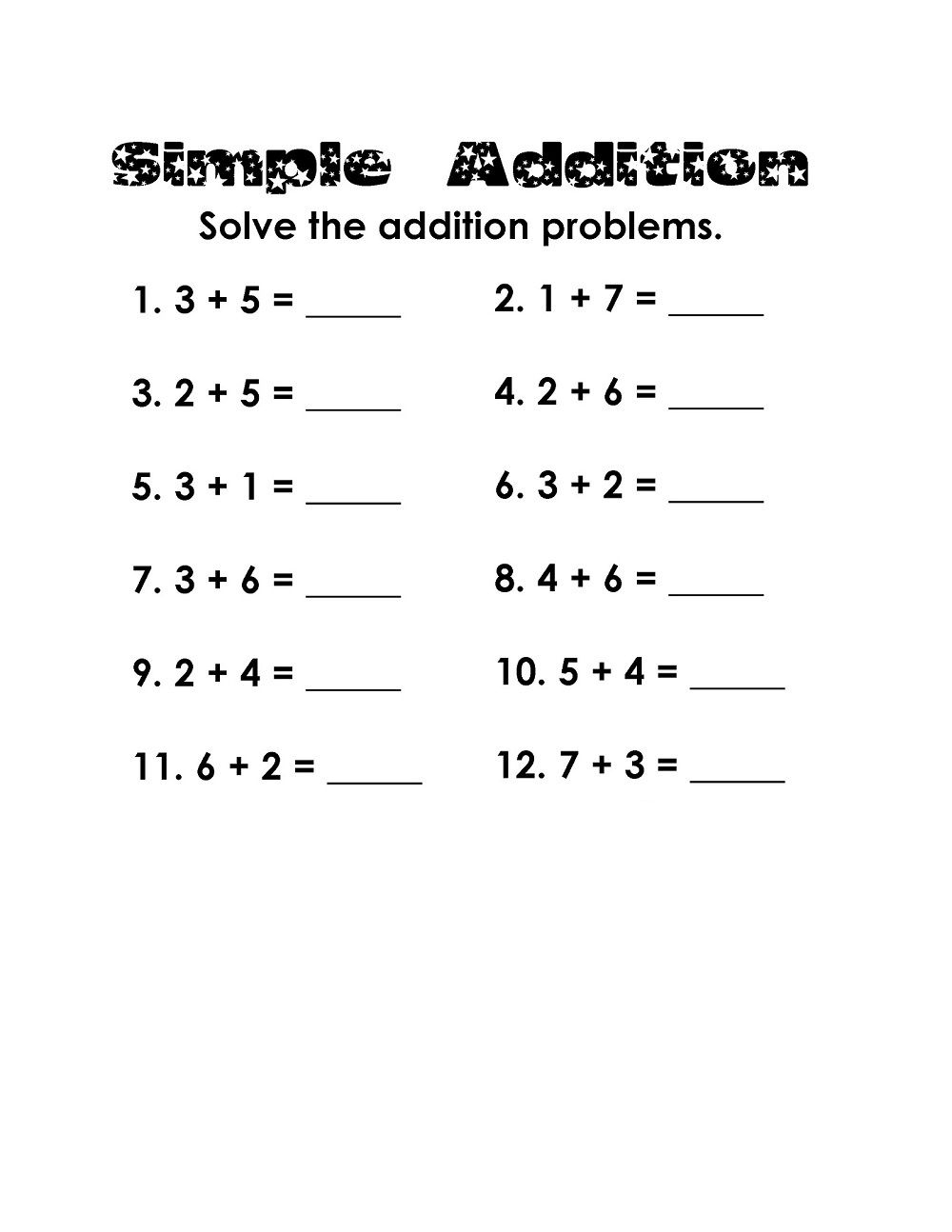 Free Printable 1St Grade Math Worksheets Simple Addition | Math | Free Printable Simple Math Worksheets