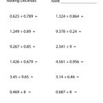 Free Printable Adding Decimals Worksheet For Sixth Grade | Free Printable Worksheets For 6Th Grade