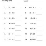 Free Printable Adding Tens Worksheet For First Grade | Free Printable Tens And Ones Worksheets For First Grade