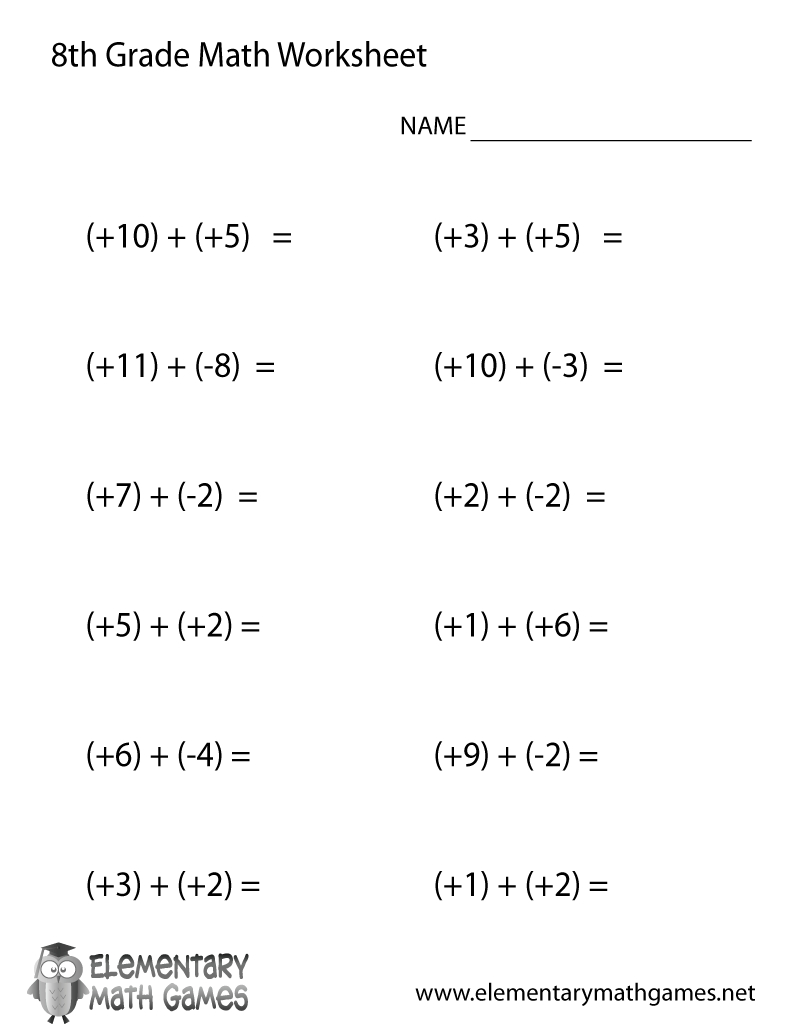 Free Printable Addition Worksheet For Eighth Grade | Free Printable 8Th Grade Math Worksheets