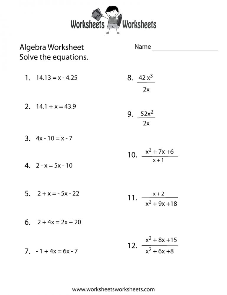 Free Printable Algebra Practice Worksheet | Free Printable Ged ...