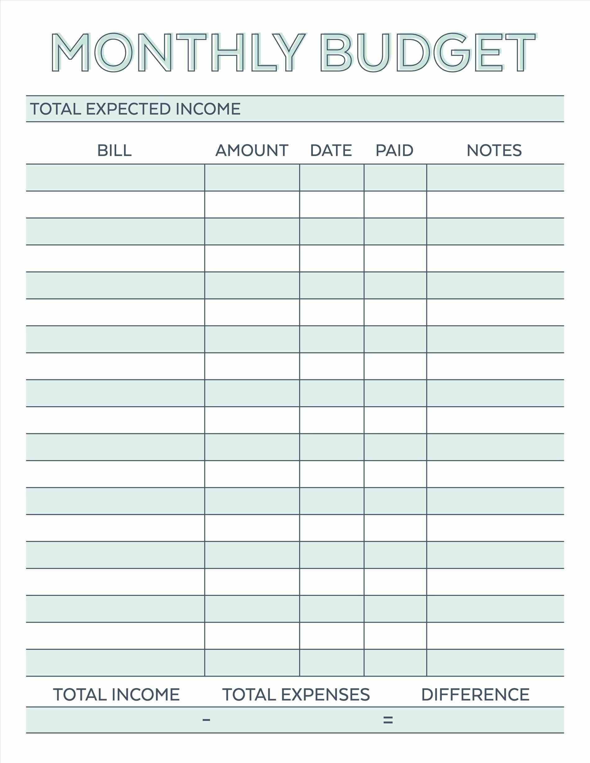 Free Printable Budget Worksheet Template - Koran.sticken.co | Vacation Budget Worksheet Printable