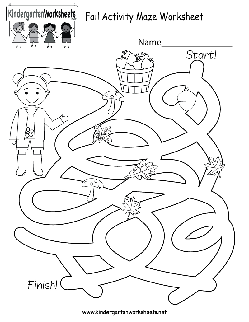 Free Printable Fall Activity Maze Worksheet For Kindergarten - Free | Free Printable Fall Worksheets Kindergarten