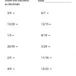 Free Printable Fractions And Decimals Worksheet For Seventh Grade | 7Th Grade Worksheets Free Printable