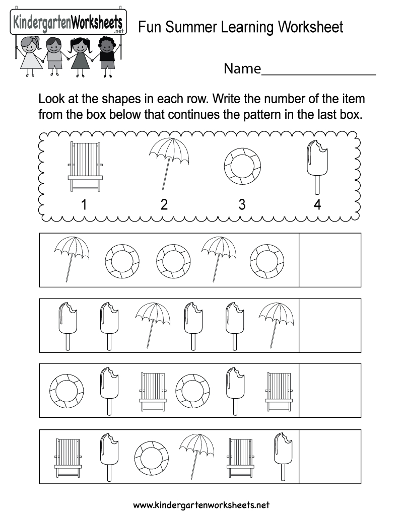 Free Printable Fun Summer Learning Worksheet For Kindergarten | Free Printable Fun Worksheets For Kindergarten
