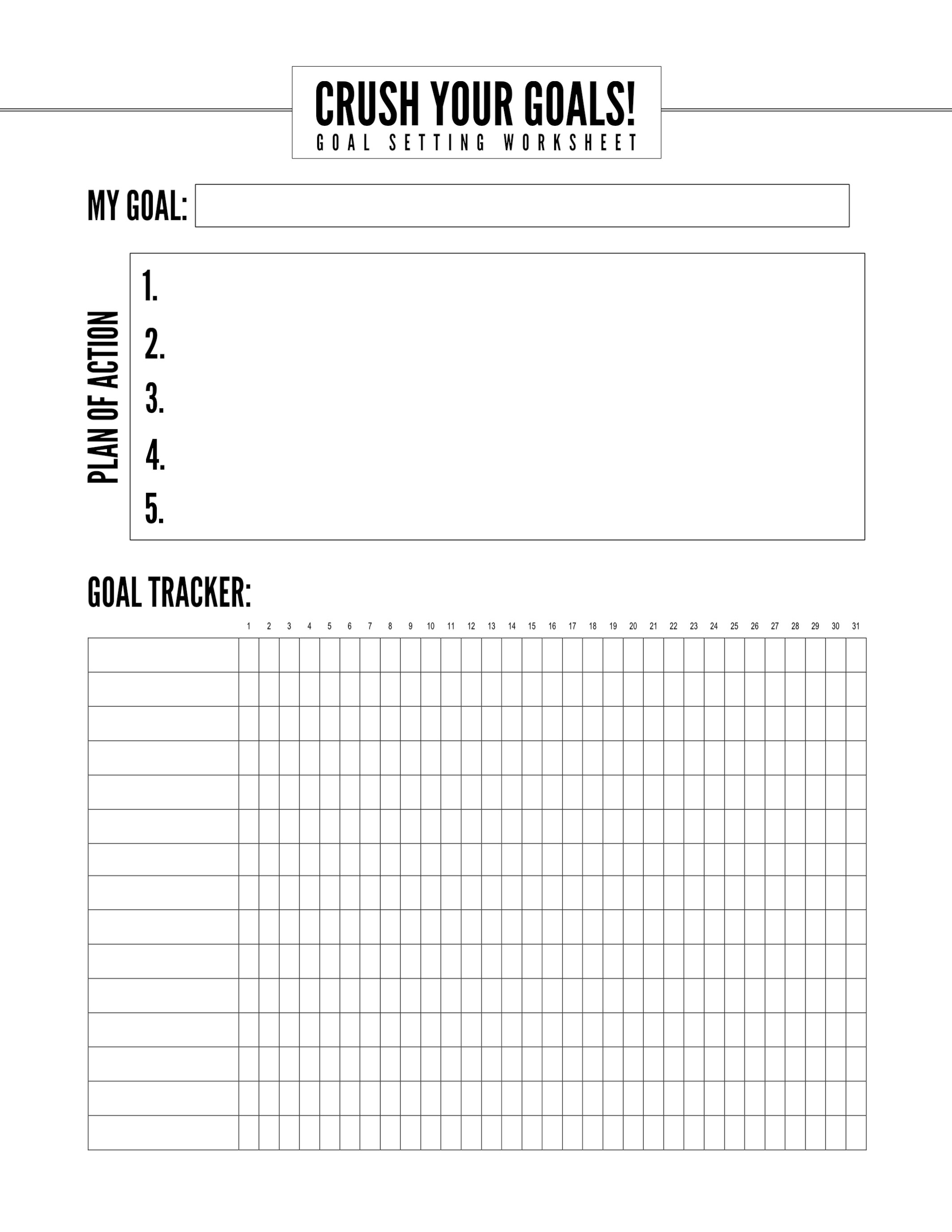 Free Printable Goal Setting Worksheet - Paper Trail Design | Free Printable Fitness Worksheets