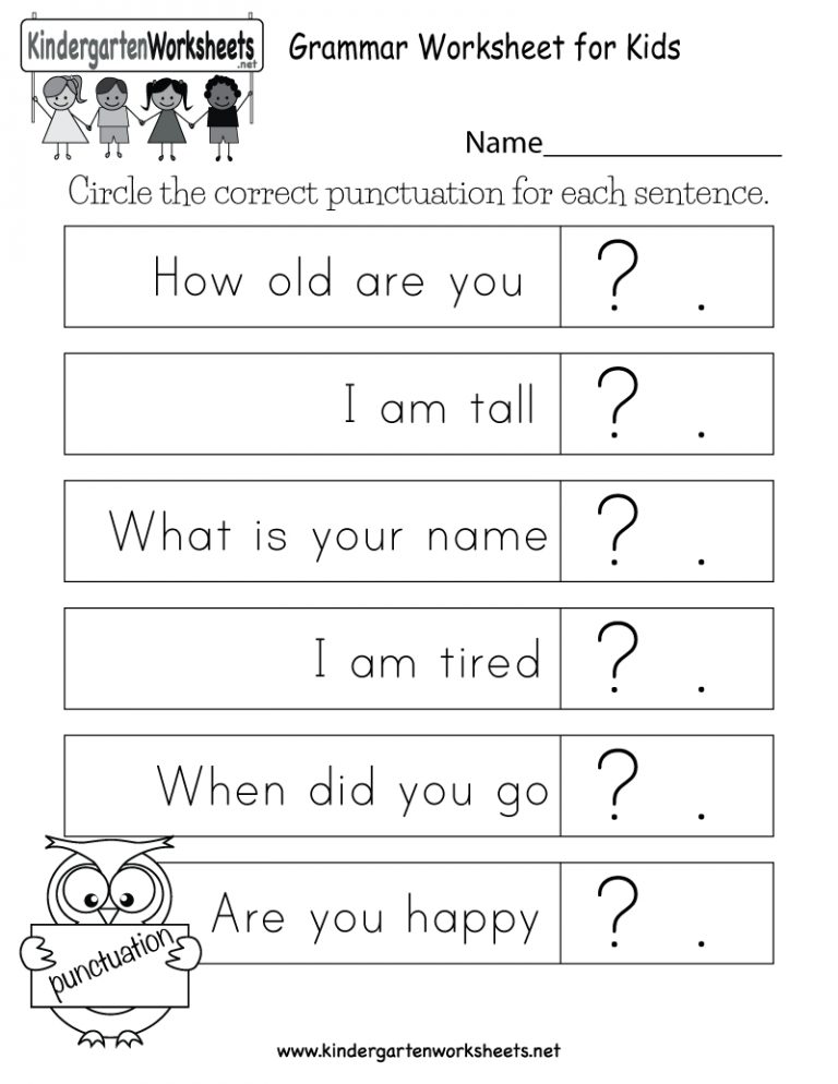 Free Printable Grammar Worksheet For Kids For Kindergarten | Free ...