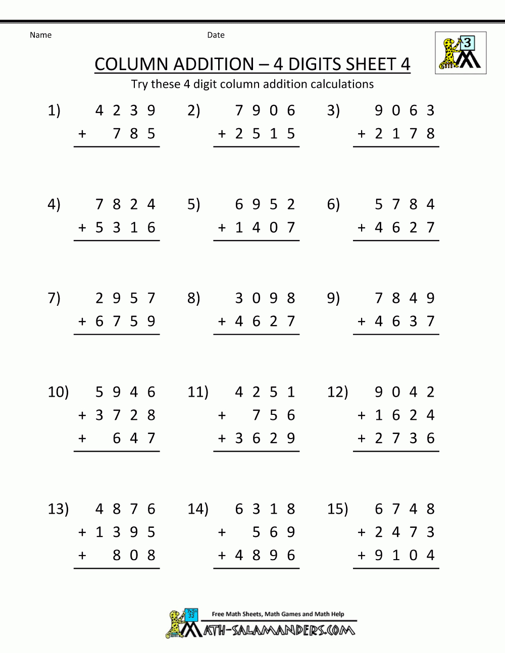 Space Theme 4Th Grade Math Practice Sheets Multiplication Facts