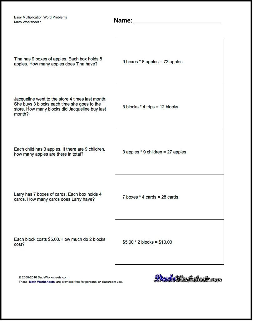 Free Printable Introductory Word Problem Worksheets For Addition For | 3Rd Grade Multiplication Word Problems Worksheets Printable