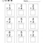 Free Printable Kindergarten Addition Worksheet | Printable Addition Worksheets Kindergarten