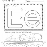 Free Printable Letter E Coloring Worksheet For Kindergarten | Letter E Free Printable Worksheets