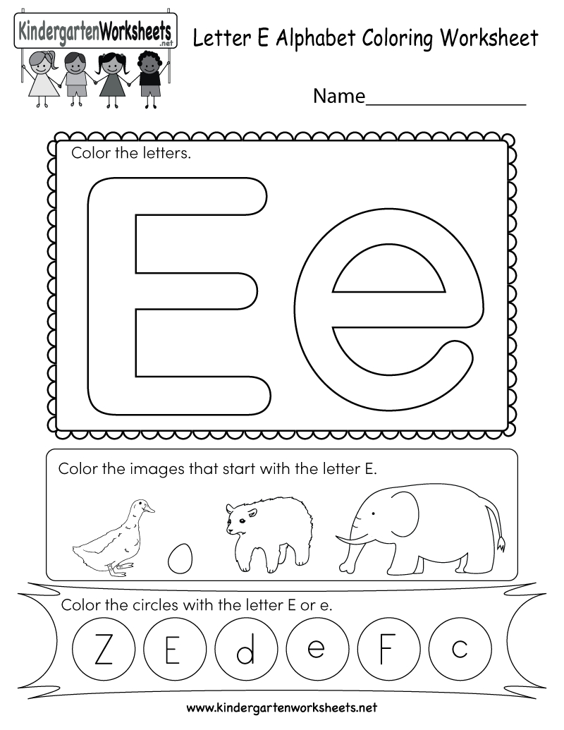 Free Printable Letter E Coloring Worksheet For Kindergarten | Printable Letter E Worksheets For Preschool