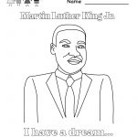 Free Printable Martin Luther King Jr. Coloring Worksheet For | Martin Luther King Free Printables Worksheets