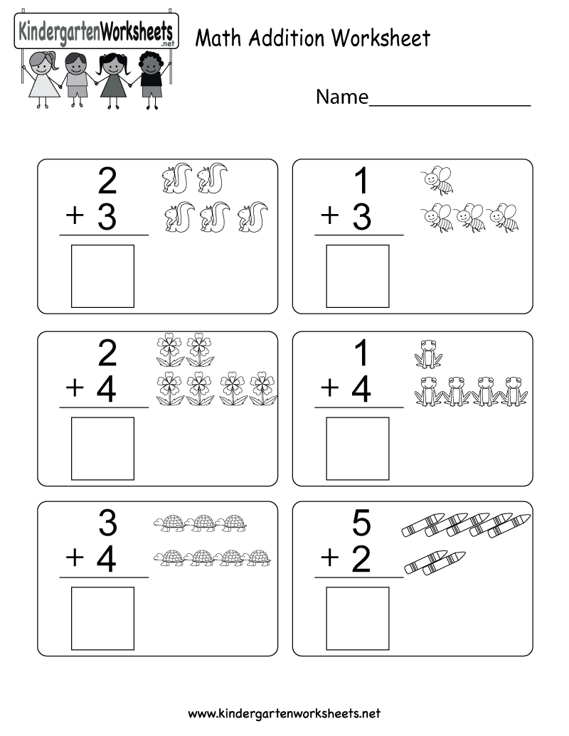 Free Printable Math Addition Worksheet For Kindergarten | Free Printable Math Addition Worksheets For Kindergarten
